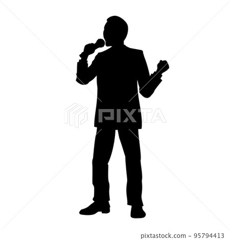 Illustration image of a male office worker singing a song 95794413