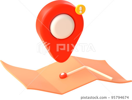 3D illustration of red locator sign on map 95794674