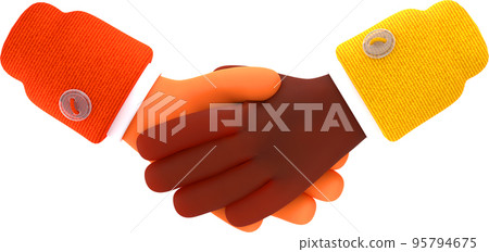 3d render handshake icon, business partnership 95794675