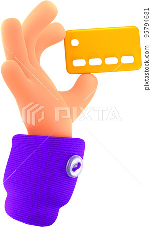 3d hand hold bank card for payment, use in atm 95794681