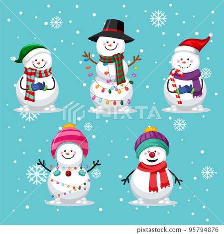 Set of different snowman in Christmas theme Set of different snowman in Christmas theme 95794876