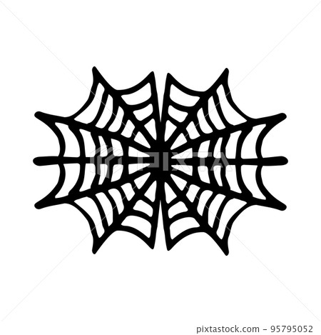 Spider web doodle black on white 95795052