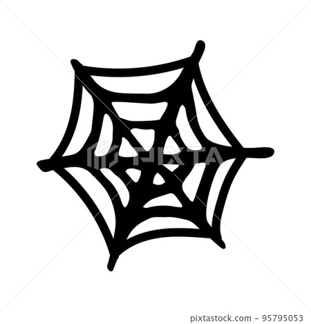 Spider web doodle black on white 95795053