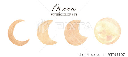 Watercolor moon phase. Month and full moon Watercolor moon phase. Month and full moon 95795107