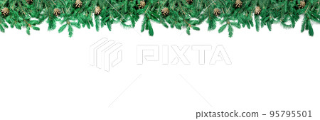 christmas wide panorama banner with undecorated pure green natural fir branches isolated on white background. Christmas Border tree branches isolated on white, horizontal banner. top view, copy space christmas wide panorama banner with undecorated pure green natural fir branches isolated on white background. Christmas Border tree branches isolated on white, horizontal banner. top view, copy space 95795501