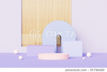 3d render abstract display podium platform for  product presentation and advertising. Minimal scene backdrop with clean design. Vacant pedestal for mock up. Empty stage with pastel color for cosmetic. 95796880