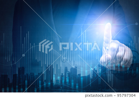 Business analysis big data screen and economic growth with financial graph. Concept of virtual dashboard technology digital marketing and global economy network connection. Business analysis big data screen and economic growth with financial graph. Concept of virtual dashboard technology digital marketing and global economy network connection. 95797304