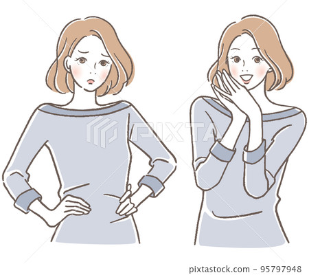 A set of angry women and happy women A set of angry women and happy women 95797948