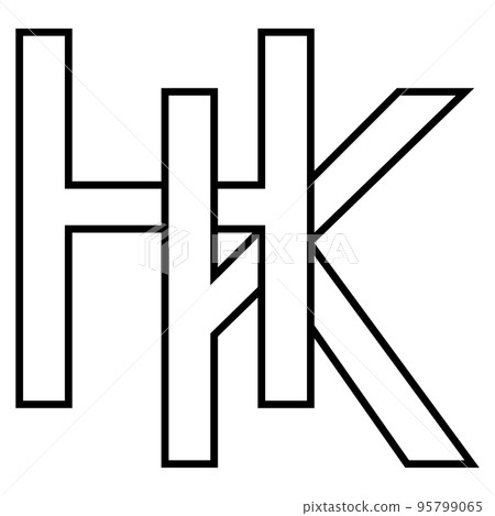 Logo sign hk kh icon nft, interlaced letters k h Logo sign hk kh icon nft, interlaced letters k h 95799065