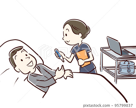 A nurse giving a thermometer A nurse giving a thermometer 95799837