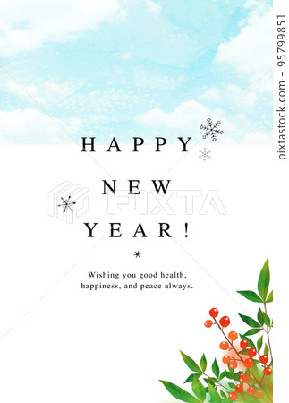 New Year's card New Year's card template with Nanten 95799851
