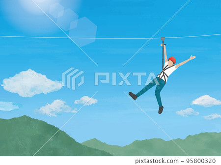 滑索和風景水彩 95800320