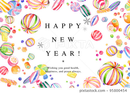 New Year's card Japanese candy design 95800454