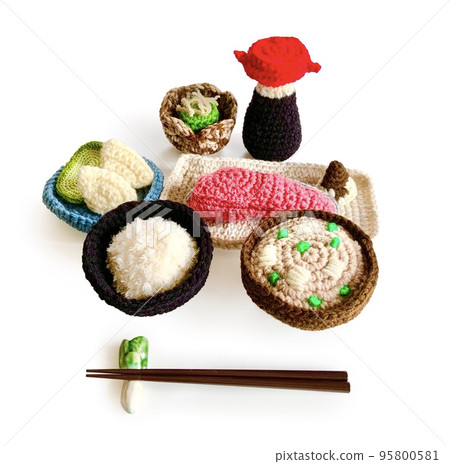 Traditional Japanese breakfast Salt-grilled salmon stuffed toy Traditional Japanese breakfast Salt-grilled salmon stuffed toy 95800581