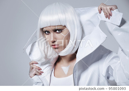 Sexy Cyborg girl. Artificial Intelligence. Female prototype robot. 95801093