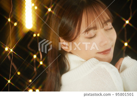 Illuminations and a romantic portrait of a young woman soft focus 95801501