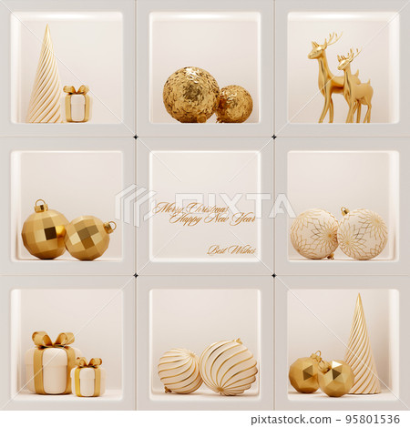 Merry Christmas and Happy New Year greeting card 95801536