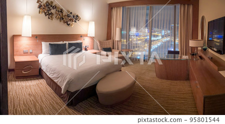 Baku, Azerbaijan - July 2019: Interior decoration of Baku JW Marriott Absheron hotel room 95801544