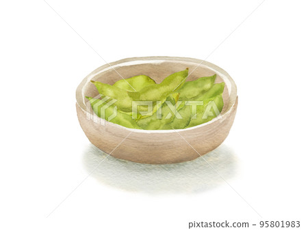 Edamame in a small bowl, hand-drawn watercolor illustration Edamame in a small bowl, hand-drawn watercolor illustration 95801983