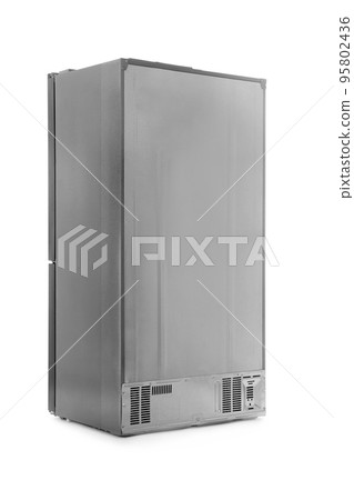 New modern refrigerator isolated on white, back view 95802436
