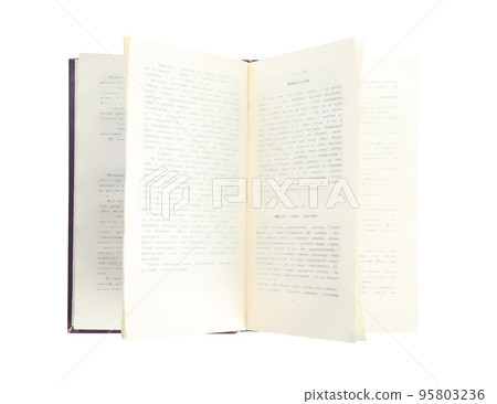 Open book with hard cover isolated on white, top view 95803236