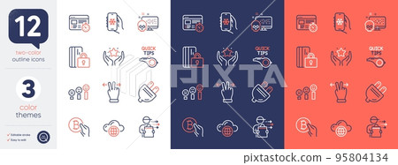 Set of Cyber attack, Blocked card and Air conditioning line icons. Include Tutorials, Customer satisfaction, Bitcoin pay icons. Web timer, Electric plug, Cloud computing web elements. Vector Set of Cyber attack, Blocked card and Air conditioning line icons. Include Tutorials, Customer satisfaction, Bitcoin pay icons. Web timer, Electric plug, Cloud computing web elements. Vector 95804134