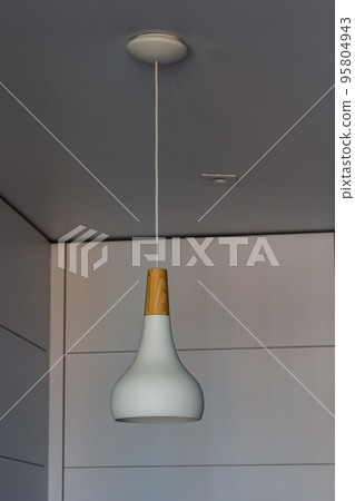 Beautiful modern ceiling lamps light bulbs shape decoration for home and living on the wall background with copy space for text. Concept building interior contemporary Beautiful modern ceiling lamps light bulbs shape decoration for home and living on the wall background with copy space for text. Concept building interior contemporary 95804943