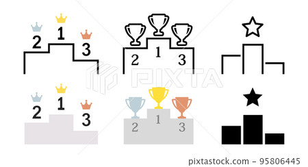 Champion winning podium, ranking of winners and achievements, vector icon illustration material 95806445