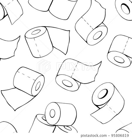 Toilet paper rolls seamless pattern. Vector illustration Toilet paper rolls seamless pattern. Vector illustration 95806819