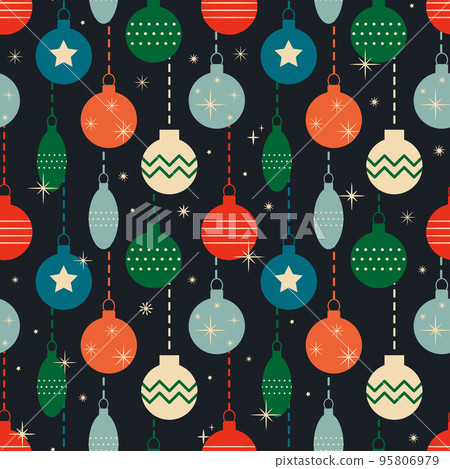 Christmas New Year seamless pattern with tree toys . Christmas New Year seamless pattern with tree toys . 95806979