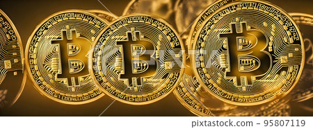 Bitcoin gold coin abstract background. Virtual cryptocurrency concept. bussiness 95807119