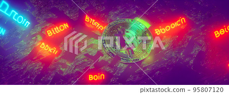 Bitcoin gold coin abstract background. Virtual cryptocurrency concept. bussiness 95807120