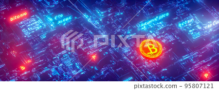 Bitcoin gold coin abstract background. Virtual cryptocurrency concept. bussiness 95807121