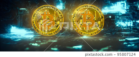 Bitcoin gold coin abstract background. Virtual cryptocurrency concept. bussiness 95807124
