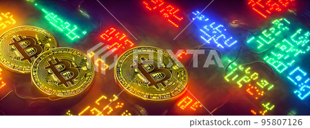 Bitcoin gold coin abstract background. Virtual cryptocurrency concept. bussiness 95807126
