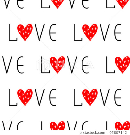 Seamless pattern with Love and Hearts Seamless pattern with Love and Hearts 95807142