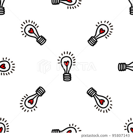 Seamless pattern with light bulbs with a heart Seamless pattern with light bulbs with a heart 95807143