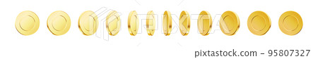 Golden money set. Set of rotating gold coins. - Stock Illustration ...