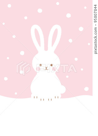 雪景和兔子新年賀卡的背景插圖 雪景和兔子新年賀卡的背景插圖 95807844