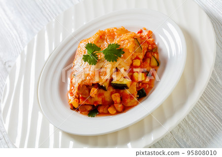 enchilada casserole with veggies, corn, pinto bean 95808010