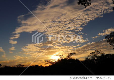 Autumn sunset sky 95808259