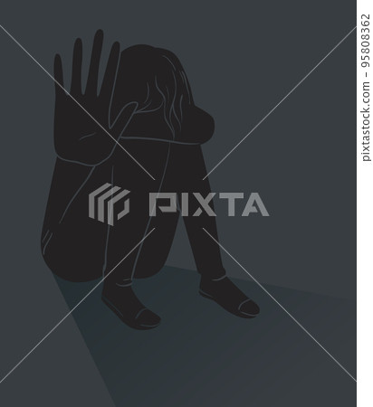 Girl Silhouette Sexual Abuse Stop Illustration Girl Silhouette Sexual Abuse Stop Illustration 95808362