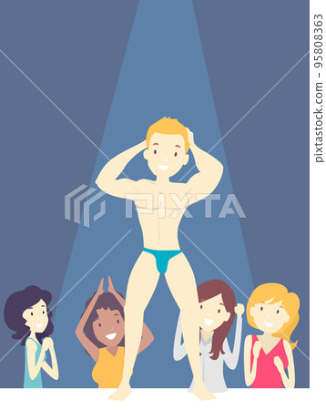 Woman Man Strip Club Stage Dancer Illustration 95808363
