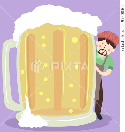 Beer Mug Man Bartender Illustration 95808365