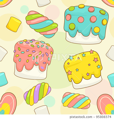 Marshmallows Seamless Background Illustration Marshmallows Seamless Background Illustration 95808374