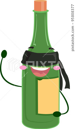 Mascot Wine Bottle Blind Taste Illustration Mascot Wine Bottle Blind Taste Illustration 95808377