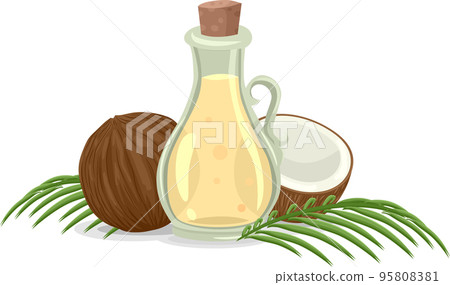 Vegan Coconut Oil Palm Leaves Illustration 95808381