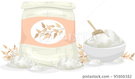 Vegan Oatmeal Flour Sack Illustration Vegan Oatmeal Flour Sack Illustration 95808382