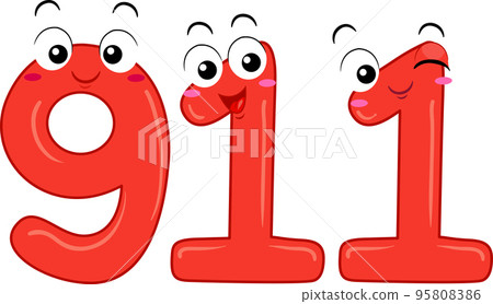 Mascot 911 Numbers Illustration Mascot 911 Numbers Illustration 95808386