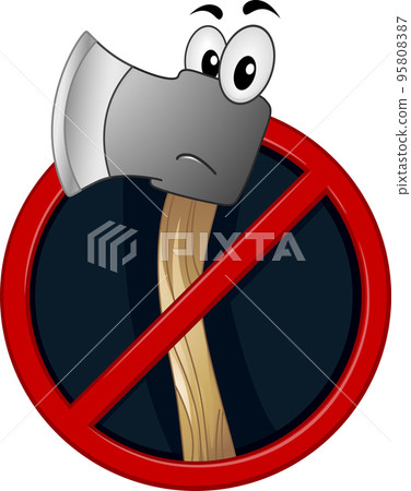 Mascot Axe No Cutting Symbol Illustration Mascot Axe No Cutting Symbol Illustration 95808387